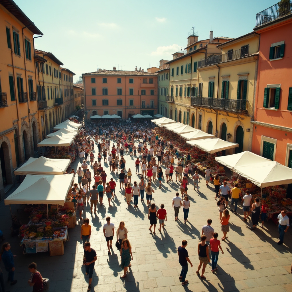 Vista della comunità di Catanzaro con volontari attivi in piazza